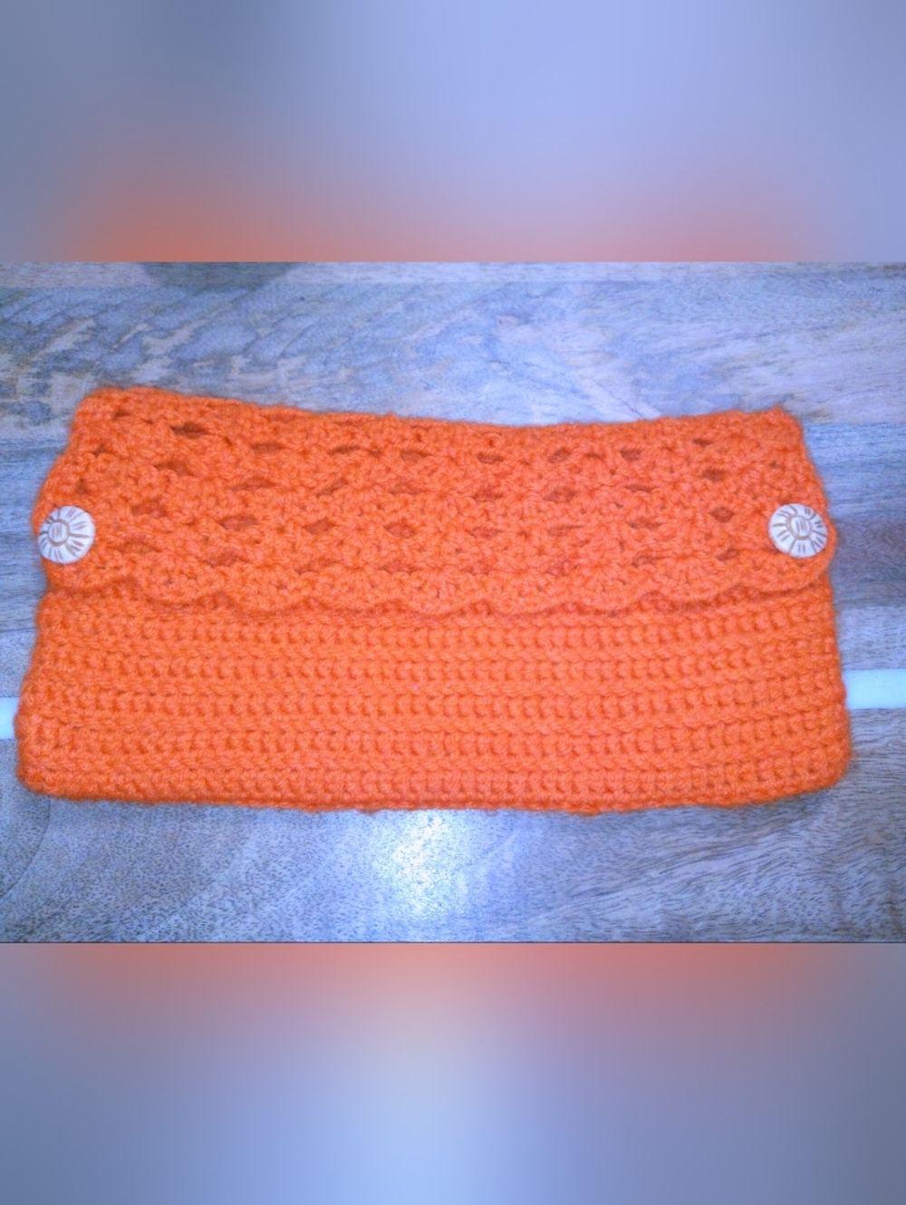 Handcrafted Orange Crochet Clutch NEW Vintage Style